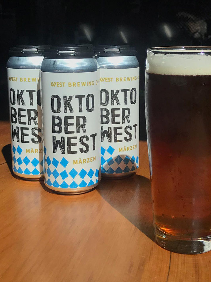 OKTOBERWEST A traditional Oktoberfest Märzen. ABV: 5.8%, 16oz 4pack (no limits) $14